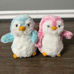 Aurora Teal & Pink Pom Pom Penguin Plush Set